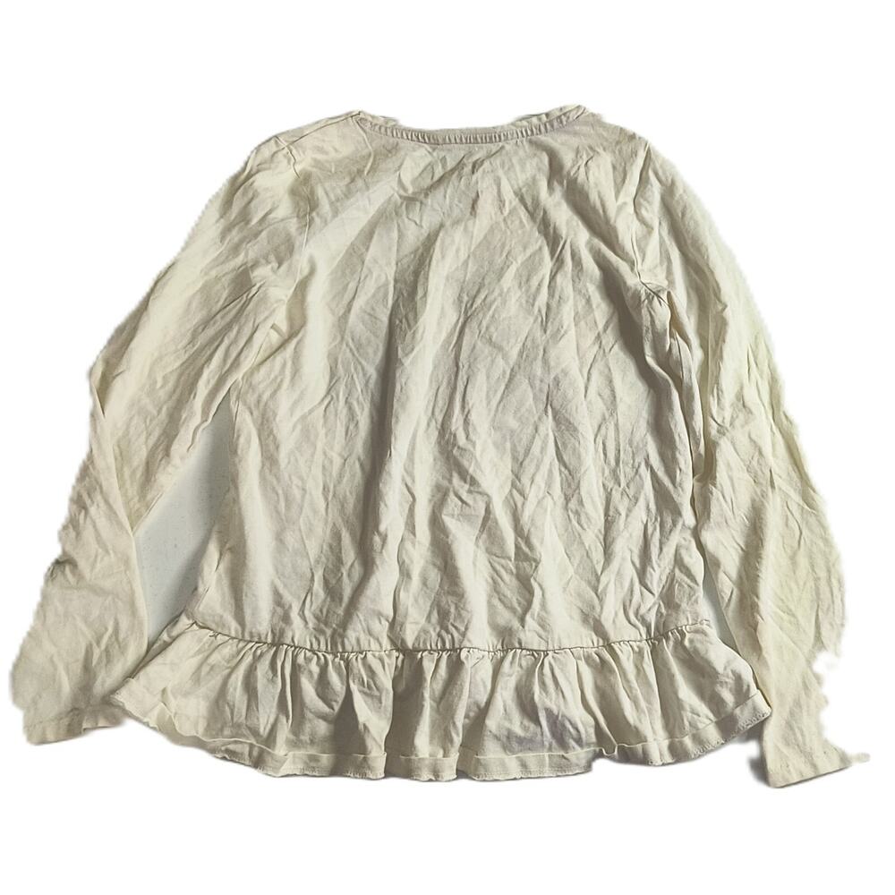 Isaac Mizrahi Girls Shirt Ruffle Hem Sequin Flower Long Sleeve White Sz 7-8 G001 - Picture 6 of 7